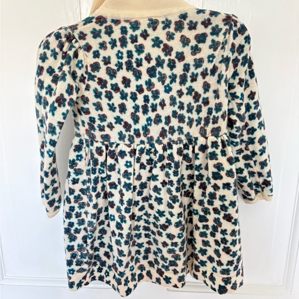 FUB Wool Cream and Blue Floral Knit Dress - Picture 3 of 4